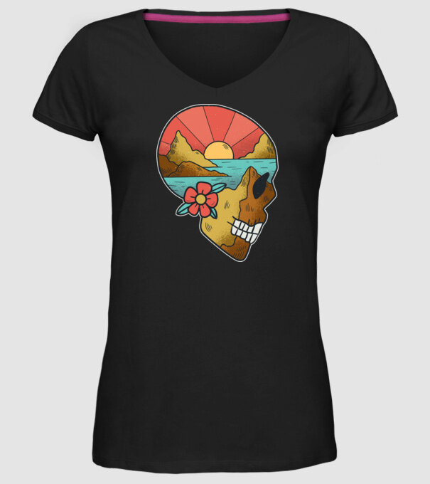 Natură Craniu model negru pe tricou