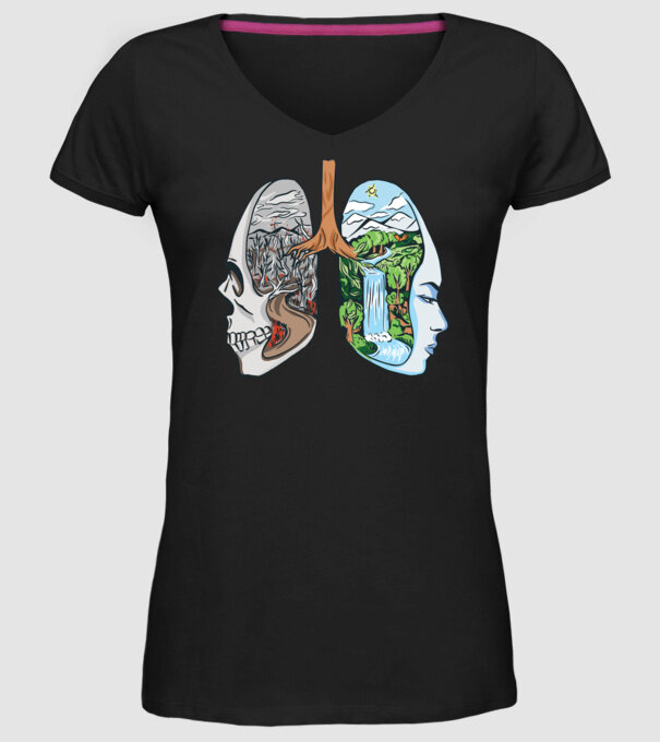 Natură Plămâni imagine model negru pe tricou
