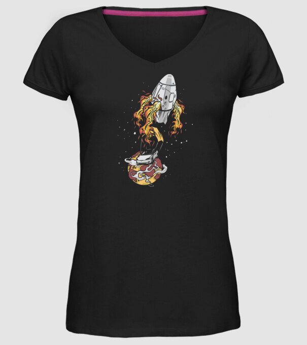 Tesla în spațiu model negru pe tricou