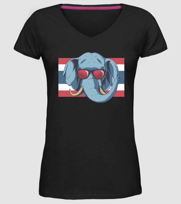 Thailanda Elefant tricou model negru pe tricou