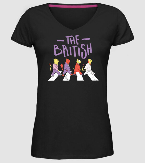 The British Pisicuțe model negru pe tricou