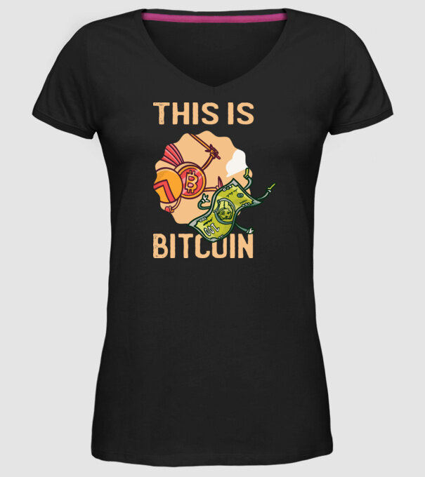 This is Bitcoin model negru pe tricou