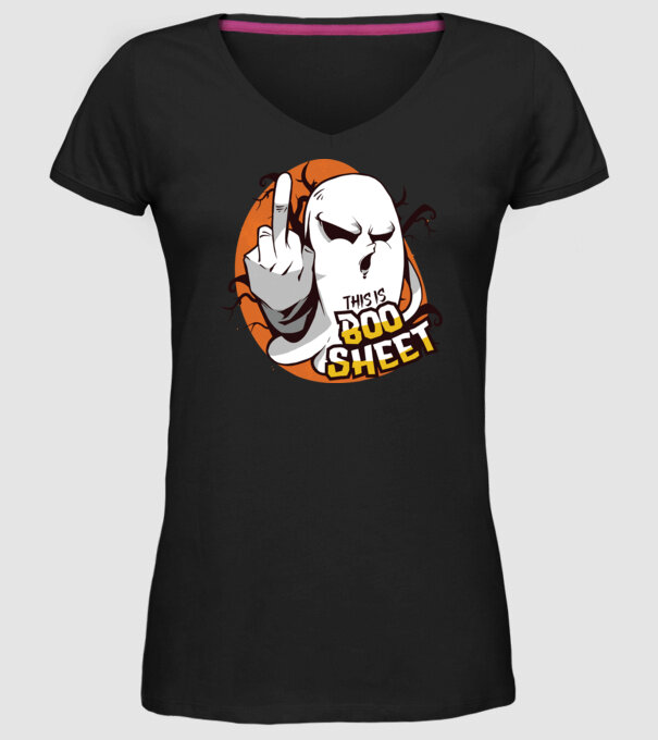 This is Boo Sheet Halloween model negru pe tricou