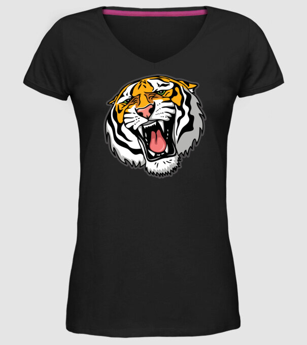 Tricou cu cap de tigru model negru pe tricou