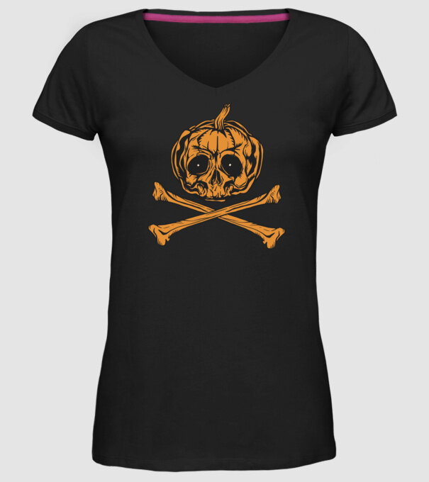 Dovleac craniu Halloween model negru pe tricou