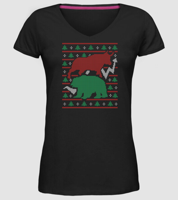 Pulover urât Bursa de valori model negru pe tricou
