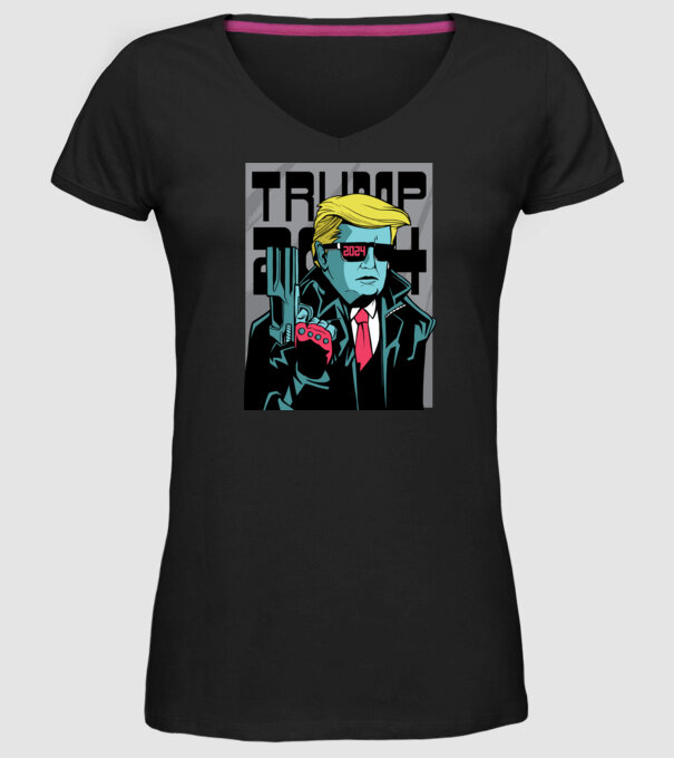 Trump Terminator 2024 model negru pe tricou