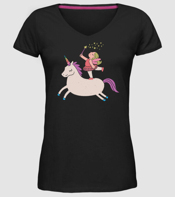 Zână Unicorn model negru pe tricou