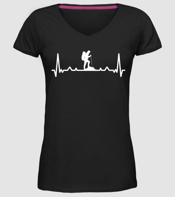 Drumeții Ritm cardiac ECG model negru pe tricou