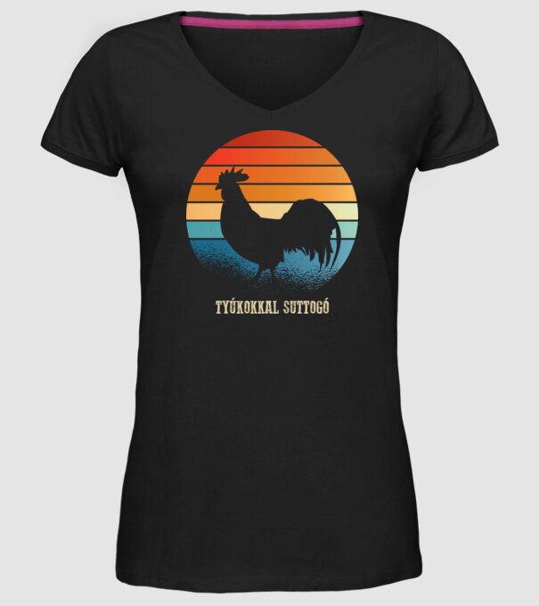 șoptind cu găinile model negru pe tricou