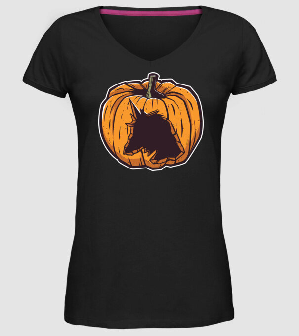 Dovleac de Halloween Unicorn model negru pe tricou