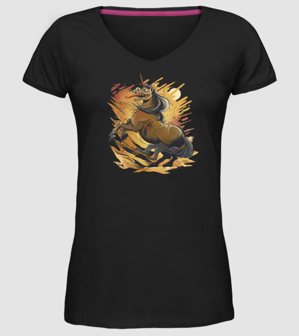 Unicorn Zombie model negru pe tricou