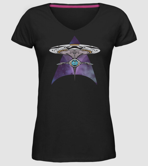 Navă spațială model negru pe tricou