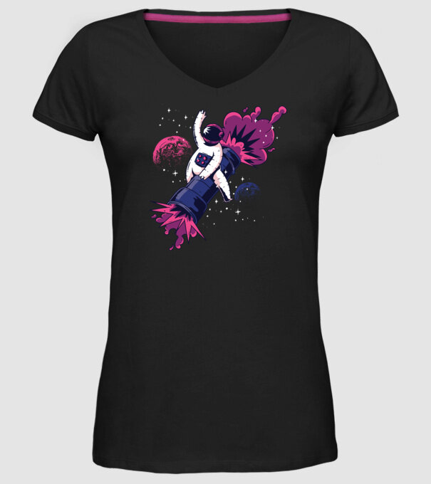 Astronaut Bazooka Rodeo model negru pe tricou