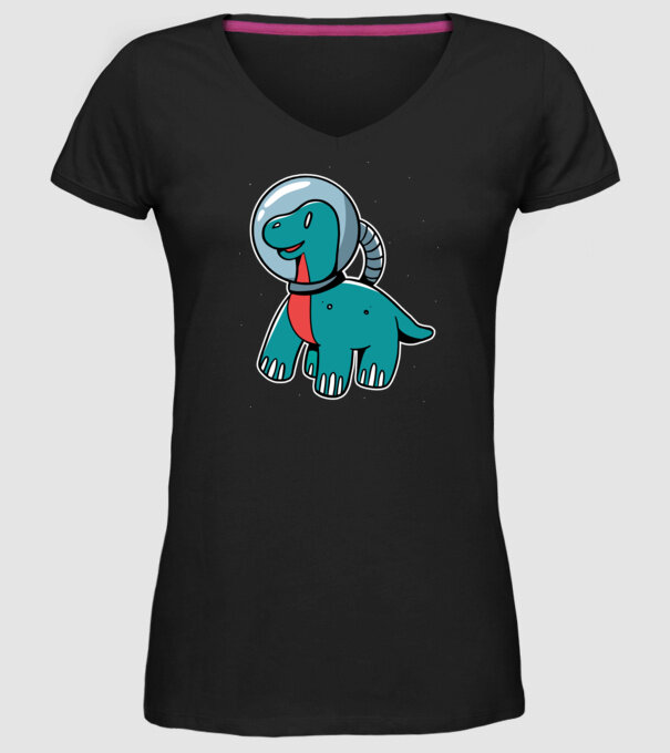 Dinozaur Astronaut model negru pe tricou