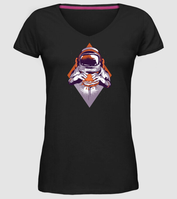 Hamburger Astronaut model negru pe tricou