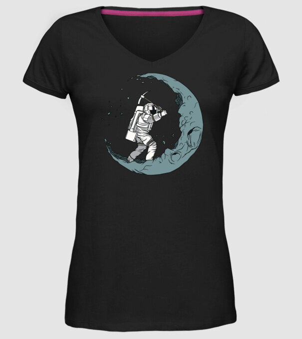 Astronaut pe Lună model negru pe tricou