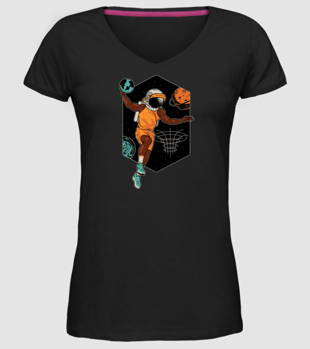 Astronaut Baschetbalist model negru pe tricou