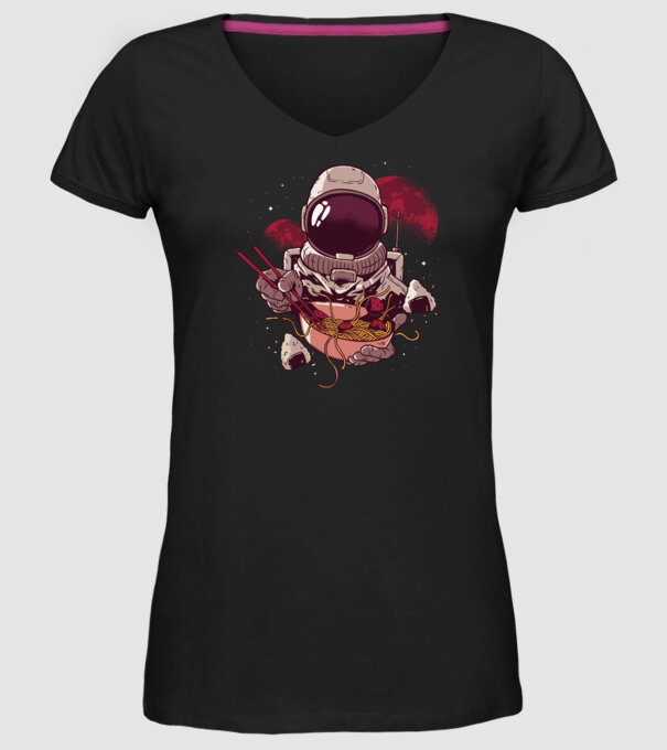 Astronaut Ramen model negru pe tricou