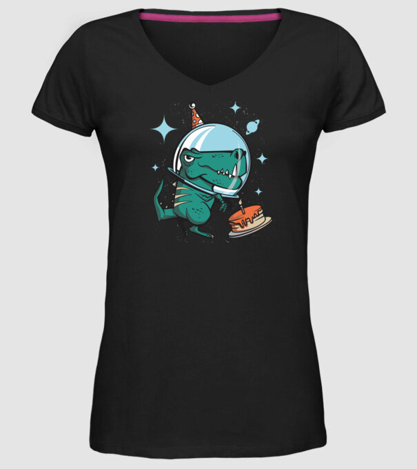 Astronaut T-rex Ziua de naștere model negru pe tricou