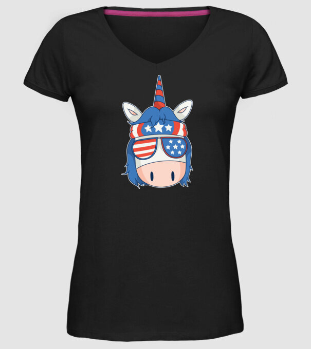 SUA unicorn model negru pe tricou