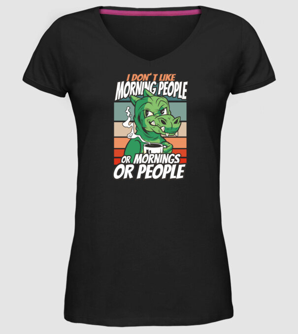 Urăsc diminețile și oamenii antisocial model negru pe tricou