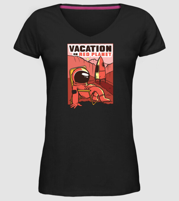 Vacanță pe Marte model negru pe tricou