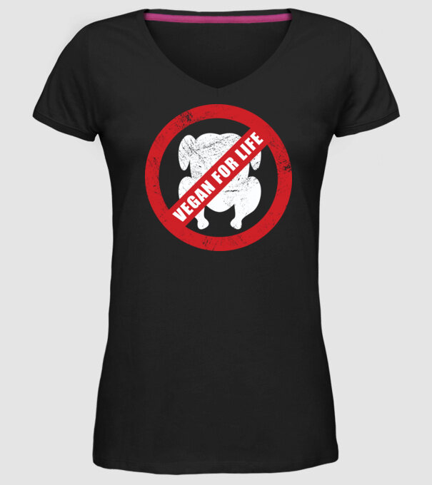 Vegan pe viață model negru pe tricou