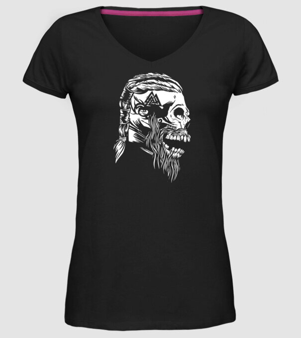 Craniu Viking model negru pe tricou