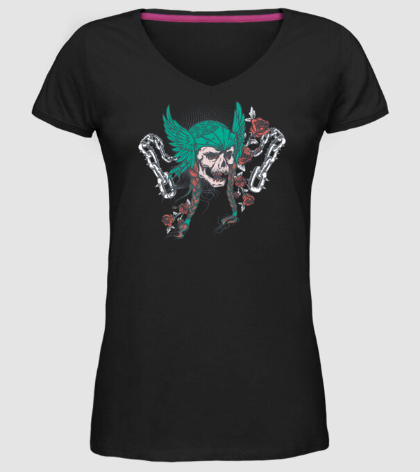 Vintage Craniu Viking model negru pe tricou