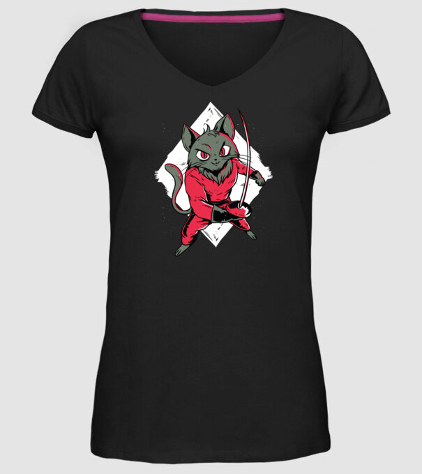 Pisică Scrimă model negru pe tricou