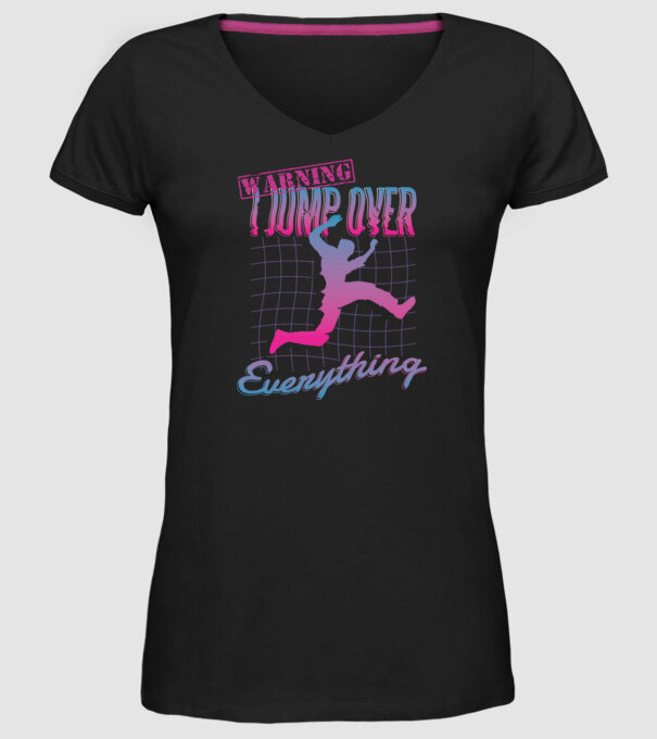 Warning I Jump over everything Parkour model negru pe tricou