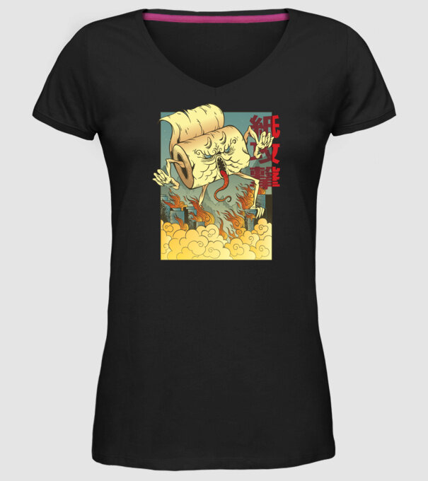 Monstru hârtie igienică model negru pe tricou