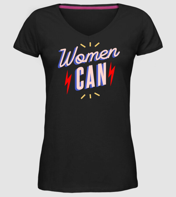 Women Can de Ziua Femeii model negru pe tricou