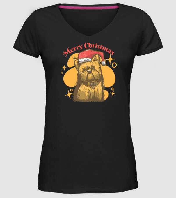 Crăciun Yorkie model negru pe tricou