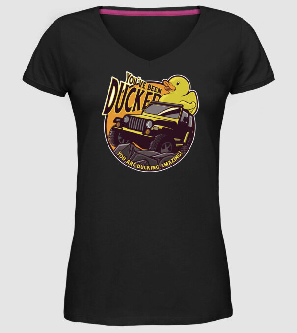 'You''ve been ducked - Off road SUV' model negru pe tricou