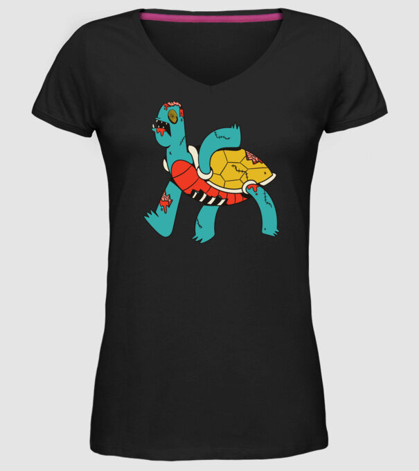 Broască țestoasă Zombie model negru pe tricou