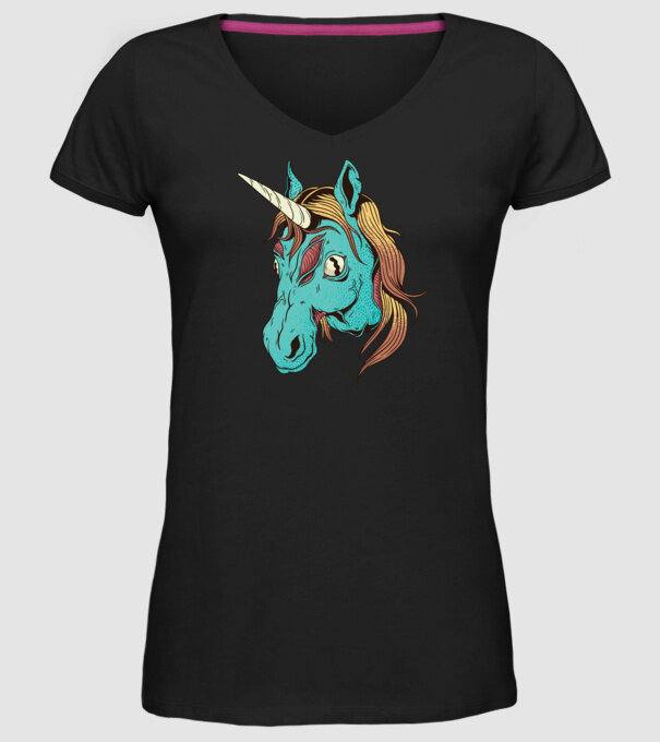Unicorn Zombie model negru pe tricou