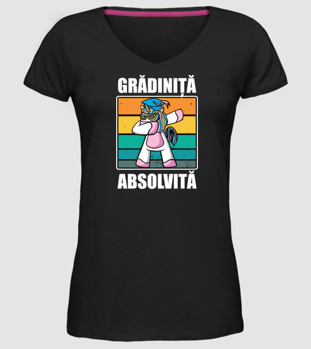 Absolvită grădiniță model negru pe tricou