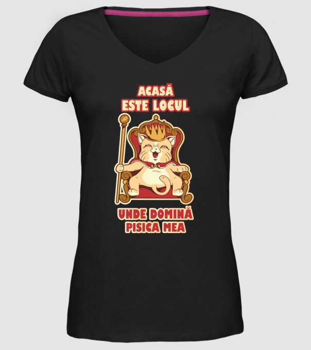 acasă este locul unde domină pisica mea model negru pe tricou