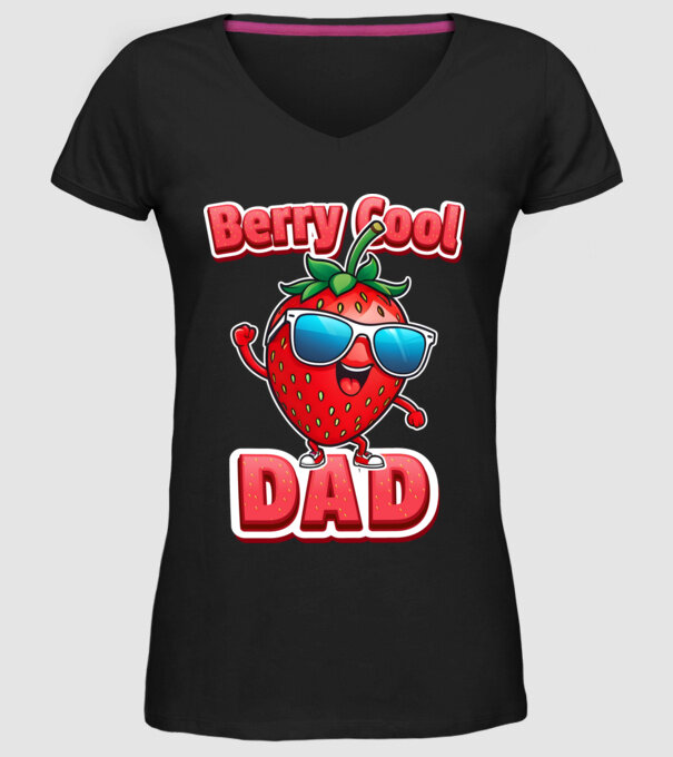 Berry Cool Dad Strawberry model negru pe tricou