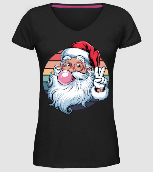 Bubble gum santa model negru pe tricou
