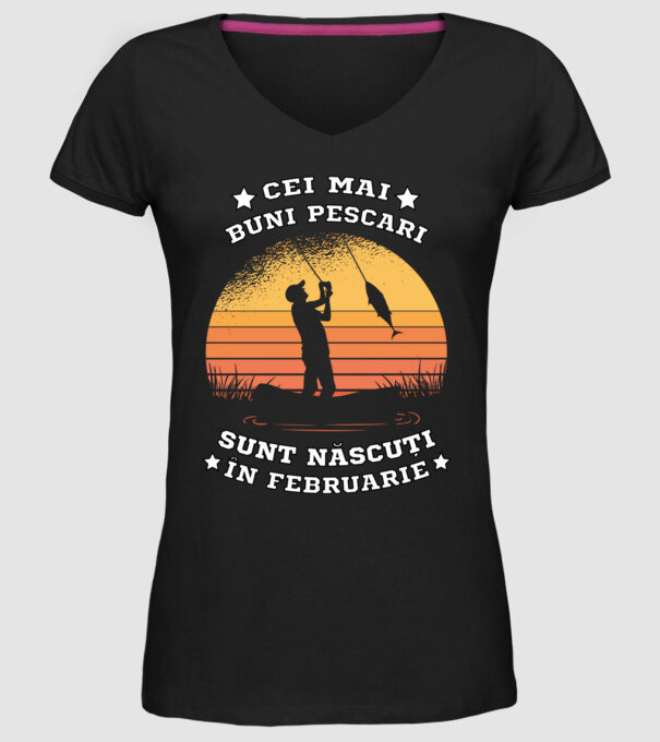 Cei mai buni Pescari sunt născuți în Februarie model negru pe tricou