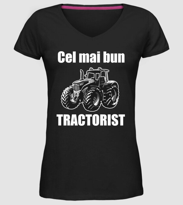Cel mai bun tractorist model negru pe tricou