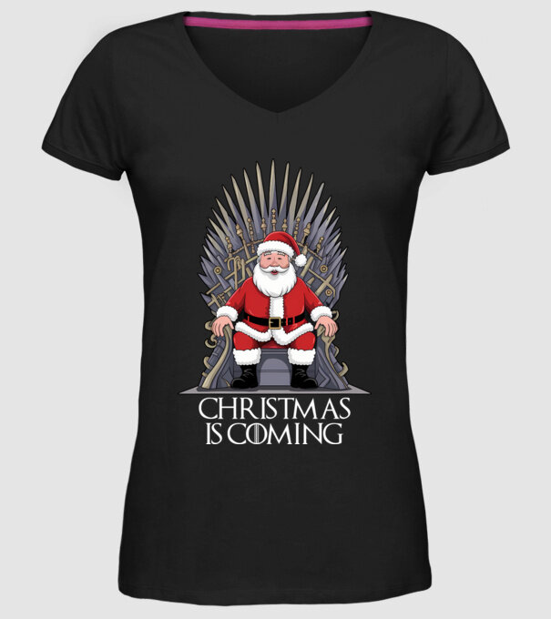 Christmas is Coming Negru model negru pe tricou