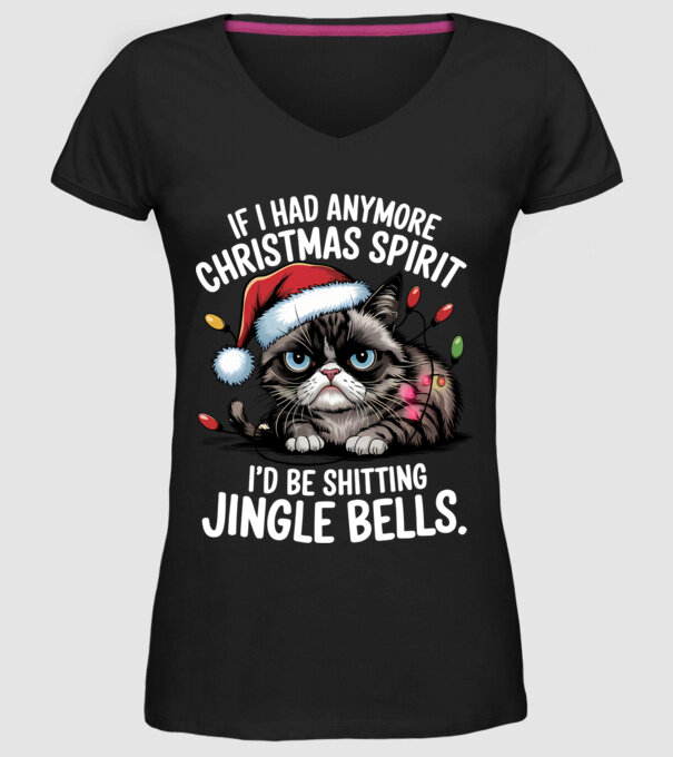 Christmas Spirit Grumpy Cat Negru model negru pe tricou