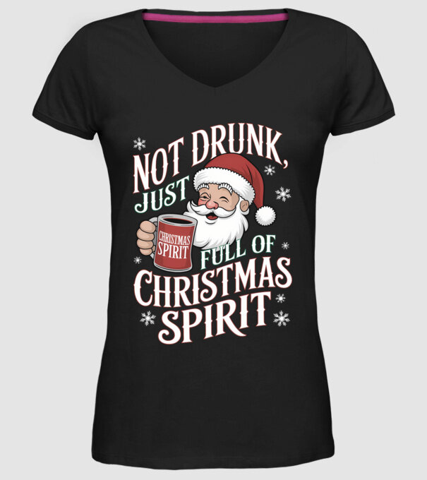 Christmas Spirit Santa model negru pe tricou