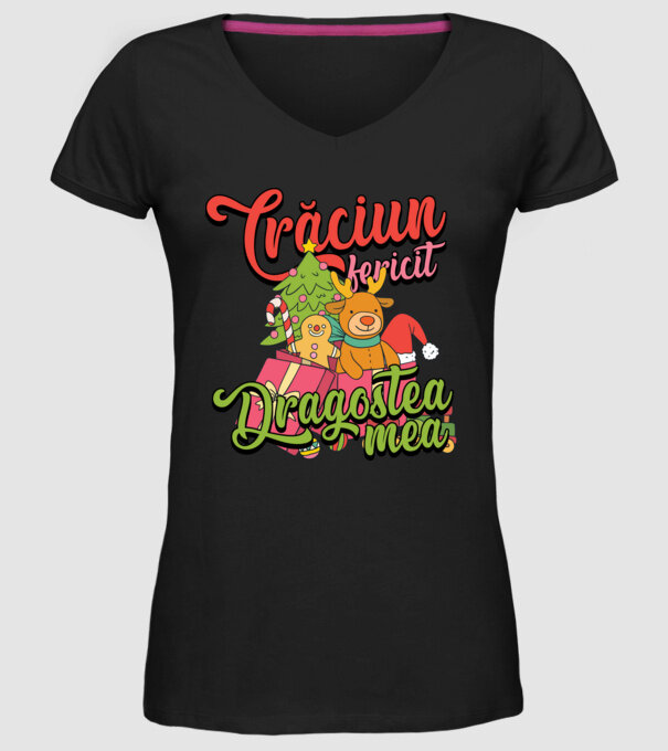 CRĂCIUN FERICIT DRAGOSTEA MEA model negru pe tricou