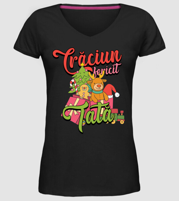 CRĂCIUN FERICIT TATĂ model negru pe tricou