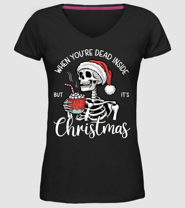Dead inside, but it's christmas Negru model negru pe tricou